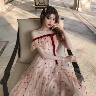 Đầm xoè trễ vai Ulzzang tiểu thư