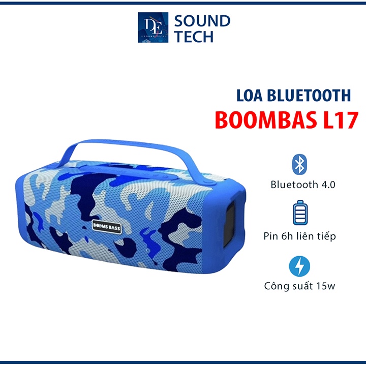 Loa Bluetooth BoomBass DE- L17, Loa Bluetooth Mini Âm Thanh 4.0, Loa Đôi Công Suất 10W, Hỗ Trợ Thẻ Nhớ, FM - BH 12 Tháng