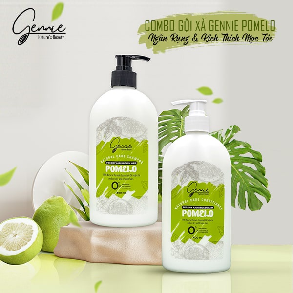 Bộ đôi dầu gội và dầu xả Gennie Natural Care - Pomelo for Hairfall 400ml