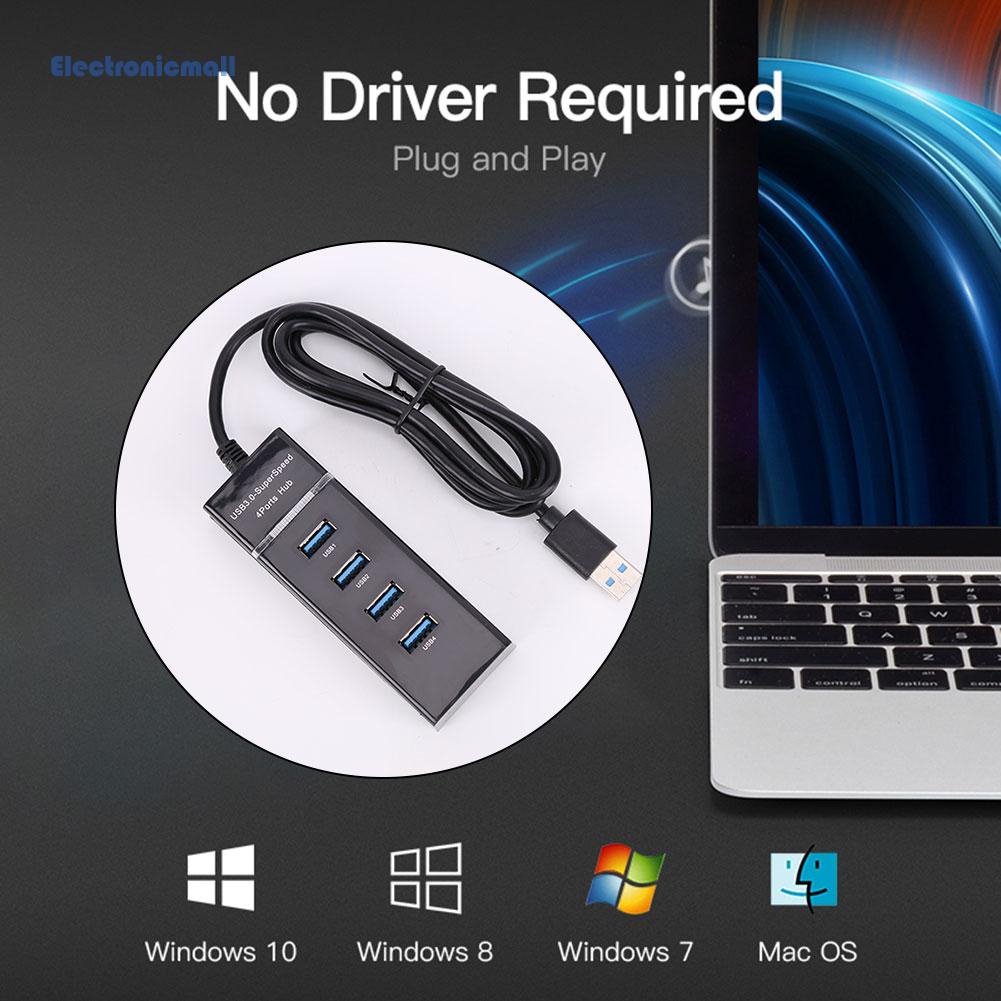Bộ HUB Chia 4 Cổng USB 3.0 5Gbps Tiện Lợi ElectronicMall01*