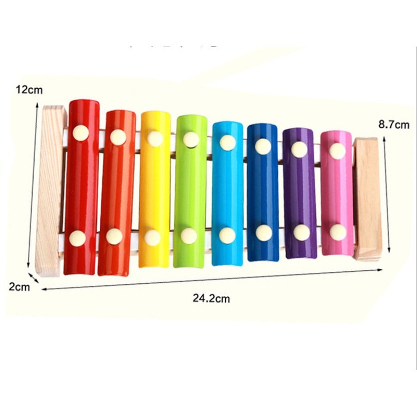 [COMBO]Đàn gỗ 8 âm, Đàn Xylophone 8 Thanh giúp bé học nhạc và tranh ghep 2d