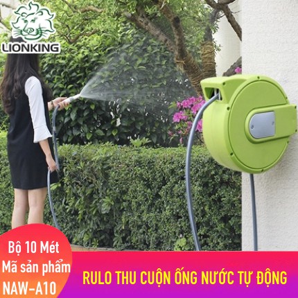 Bộ vòi tưới cây mini 10 mét Lionking NAW-A10. Rulo thu cuộn ống nước tự động (11 mét)