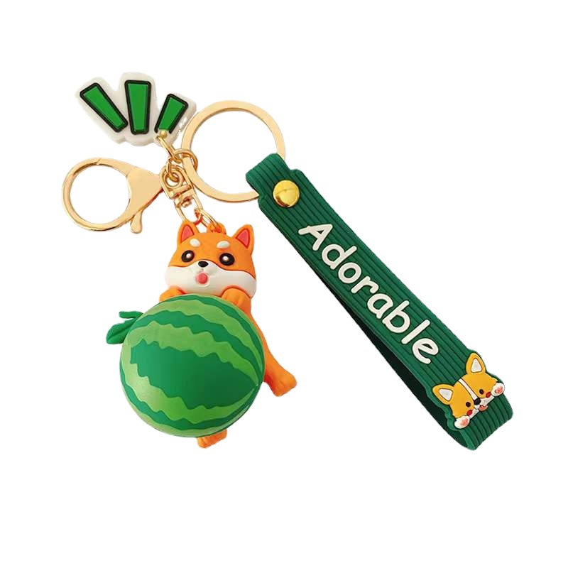 Móc Khóa Bằng pvc Mềm Hình Trái Bơ Hoạt Hình Shiba Inu Shiba Inu