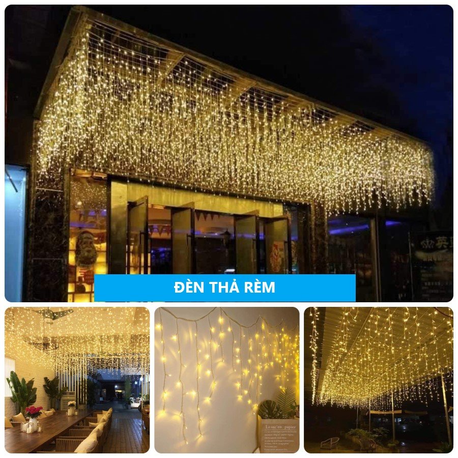 Đèn Rèm Mành 6M 8M 12M 16M mét Mưa Led Rủ Mành Đèn Led Thả Mành Trang Trí Ngoài Trời Trang Trí Nhà Cửa Sảnh Quán Cafe