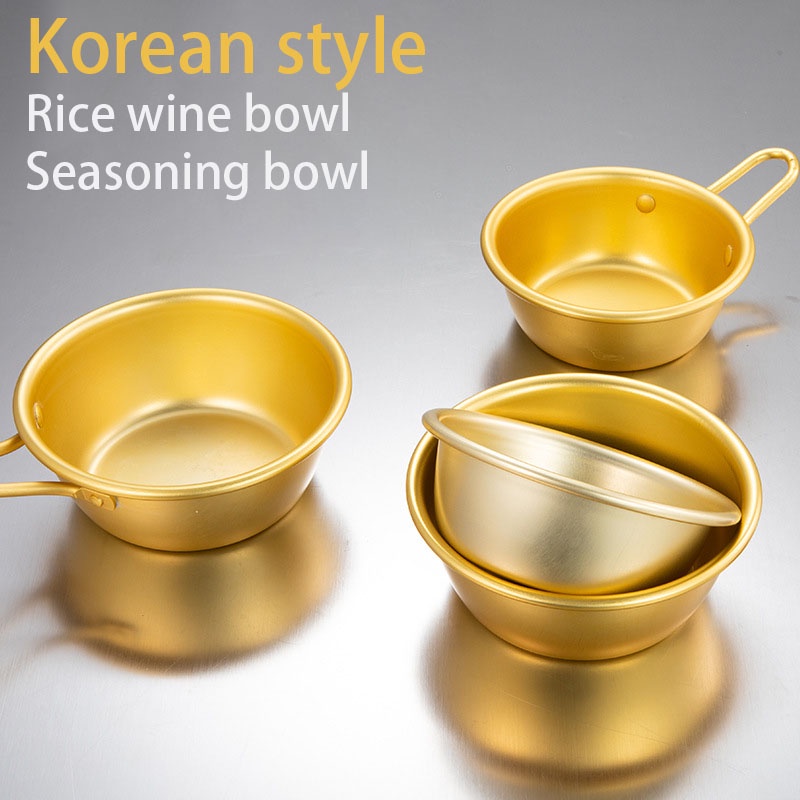 1 Bộ Chén Ăn Cơm / Súp / Ramen Truyền Thống Hàn Quốc Bằng Nhôm Màu Vàng Kim