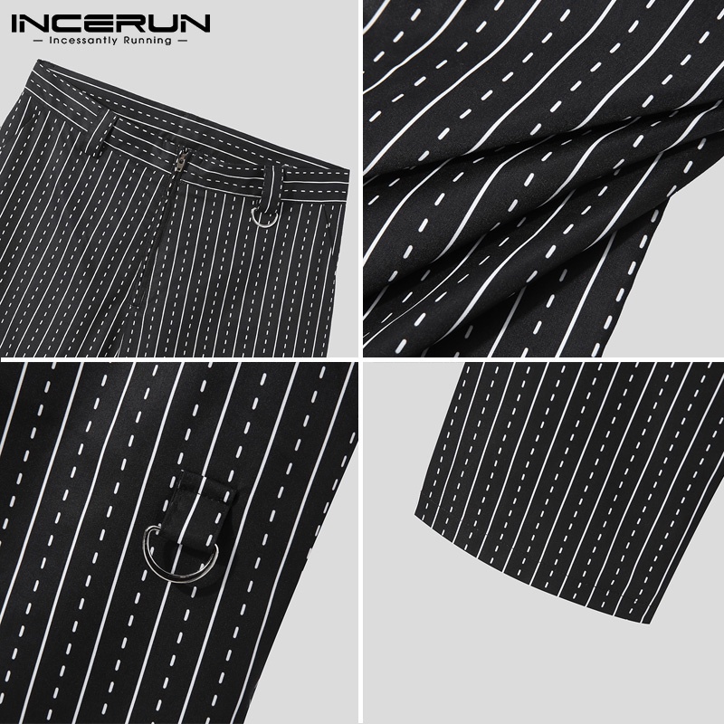 Quần dài INCERUN họa tiết sọc lưng cao thời trang dành cho nam