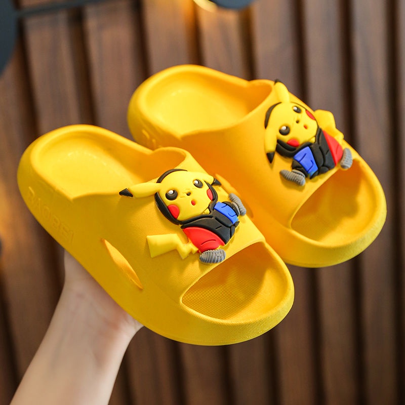 Pokemon slippers kids slippers Indoor non-slip summer boys and girls Quick drying at home cartoon Pikachu slippers Baby parent-child sandals and slippers Baby fashion children's shoes