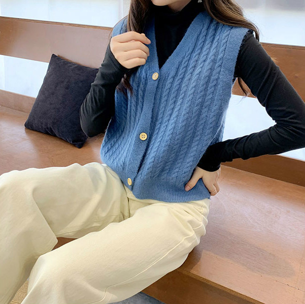 SUXI Áo Khoác Len Không Tay Phong Cách Nhật Bản Dành Cho Nữ