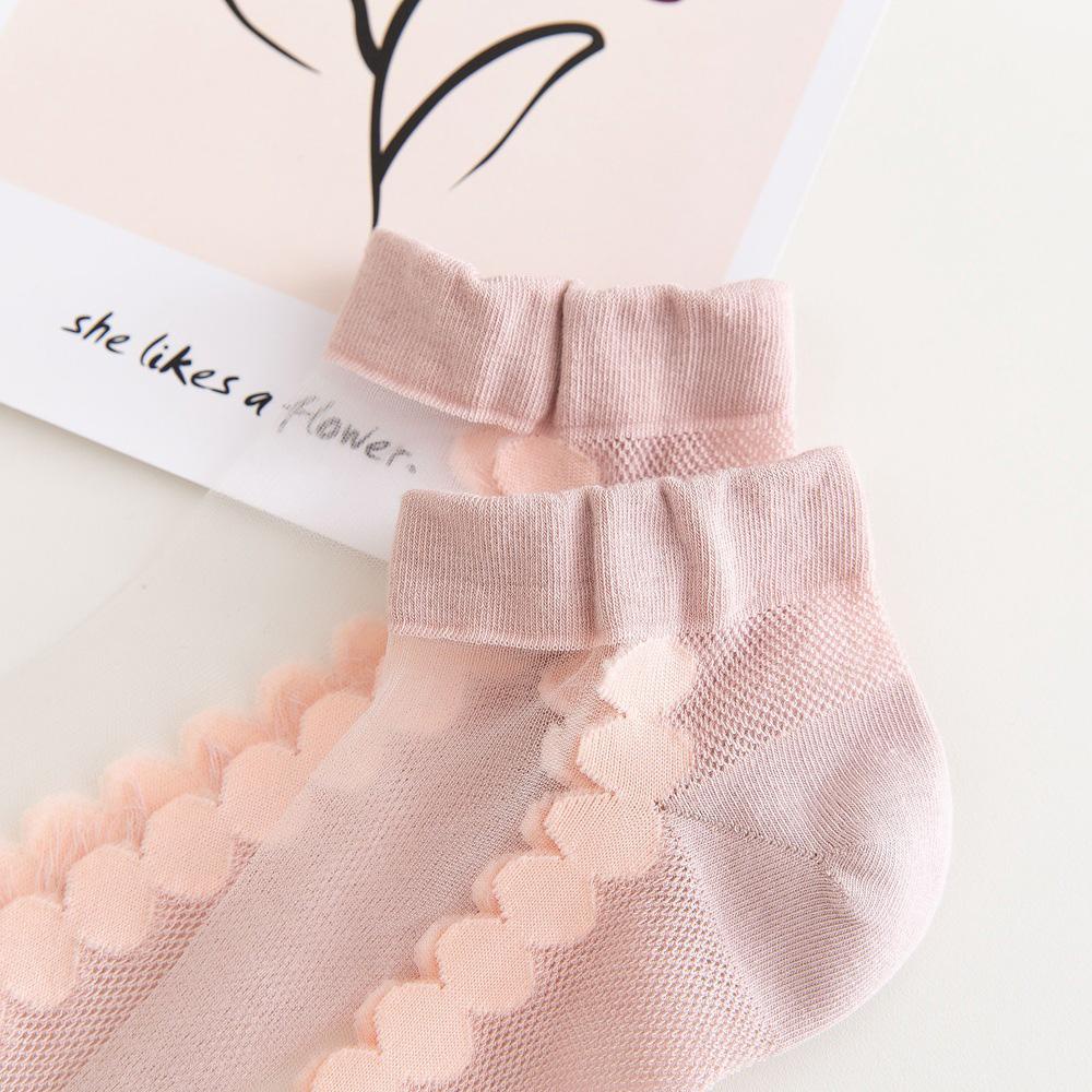 Vớ Lưới Cổ Thấp Trong Suốt Màu Hồng Dễ Thương Thời Trang Mùa Hè Cho Nữ BACK2LIFE