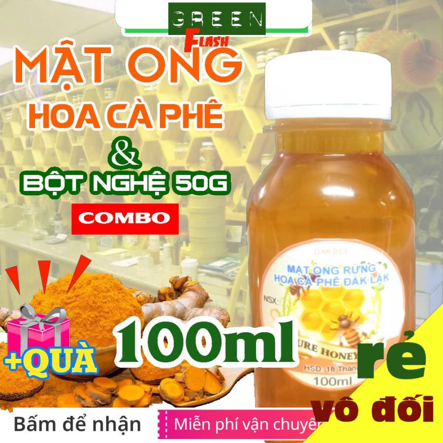 Mật ong rừng hoa cà phê 100ml + tinh bột nghệ 50g [ dakbee ]