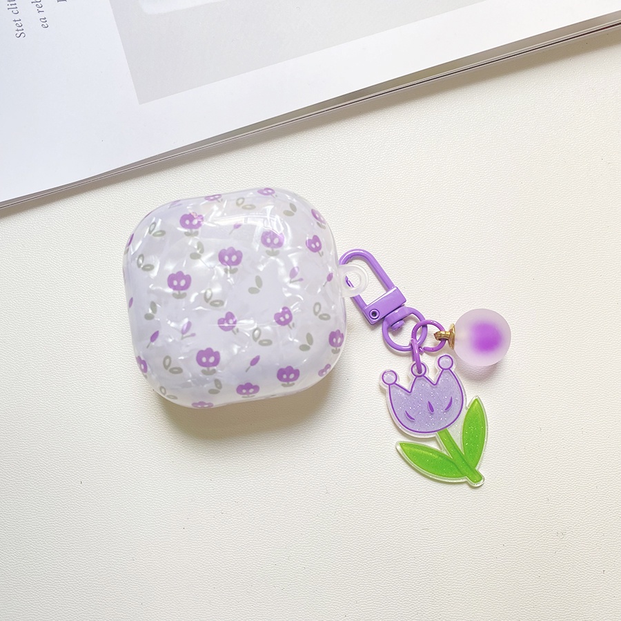 Sang Trọng Vỏ Bảo Vệ Hộp Sạc Tai Nghe Samsung Galaxy buds live / buds 2 / buds PRO Bằng silicon Họa Tiết Ren Hoa Sang Trọng Kèm Móc Treo Ốp