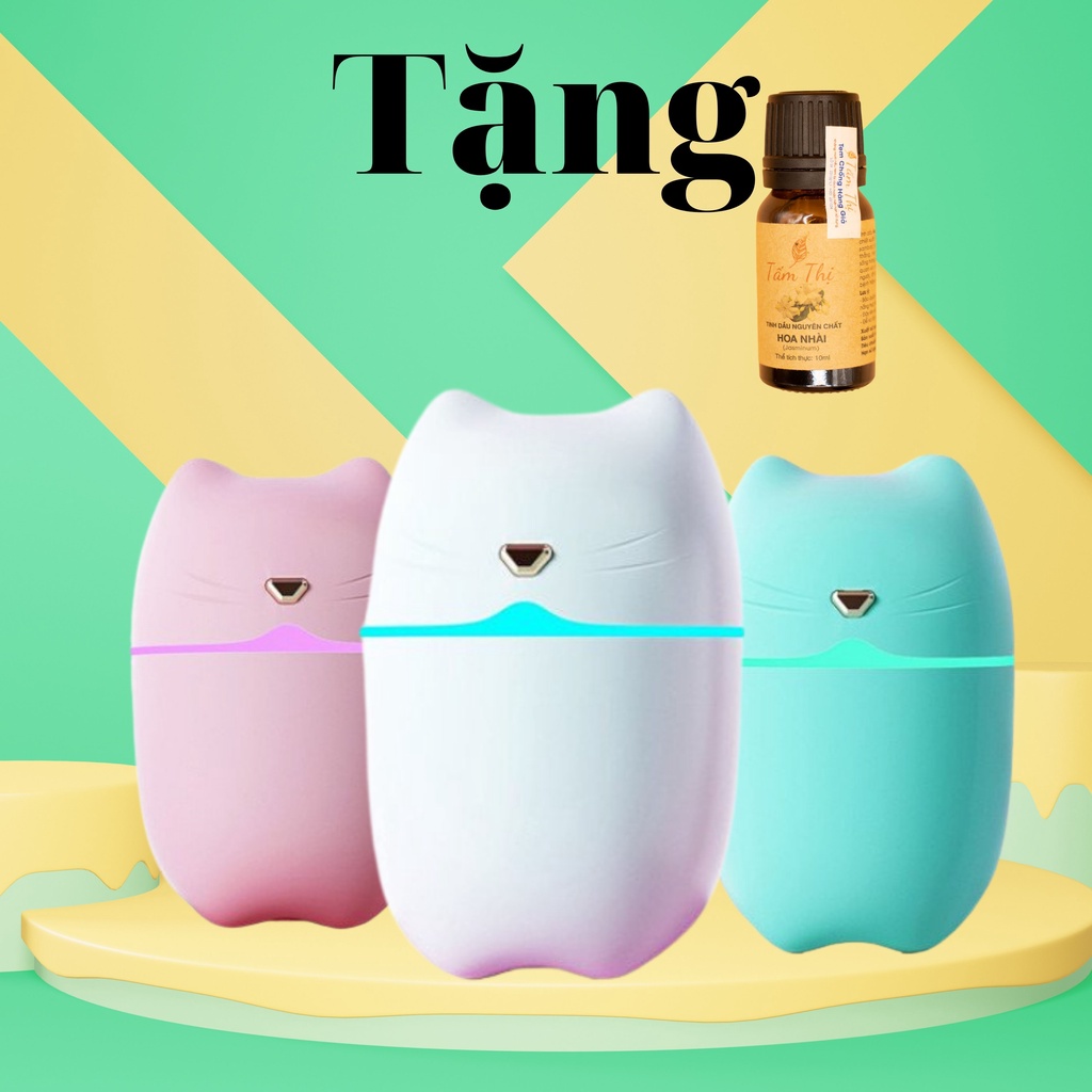 Máy Khuếch Tán Tinh Dầu Mini Mèo Dễ Thương Cho Phòng Ngủ, Trên Ôtô Máy Xông Tinh Dầu Phun Sương Tỏa Hương Xua Đuổi Muỗi.