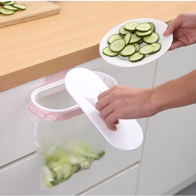 Thùng rác kẹp tiện lợi có nắp kín kiêm giá treo khăn