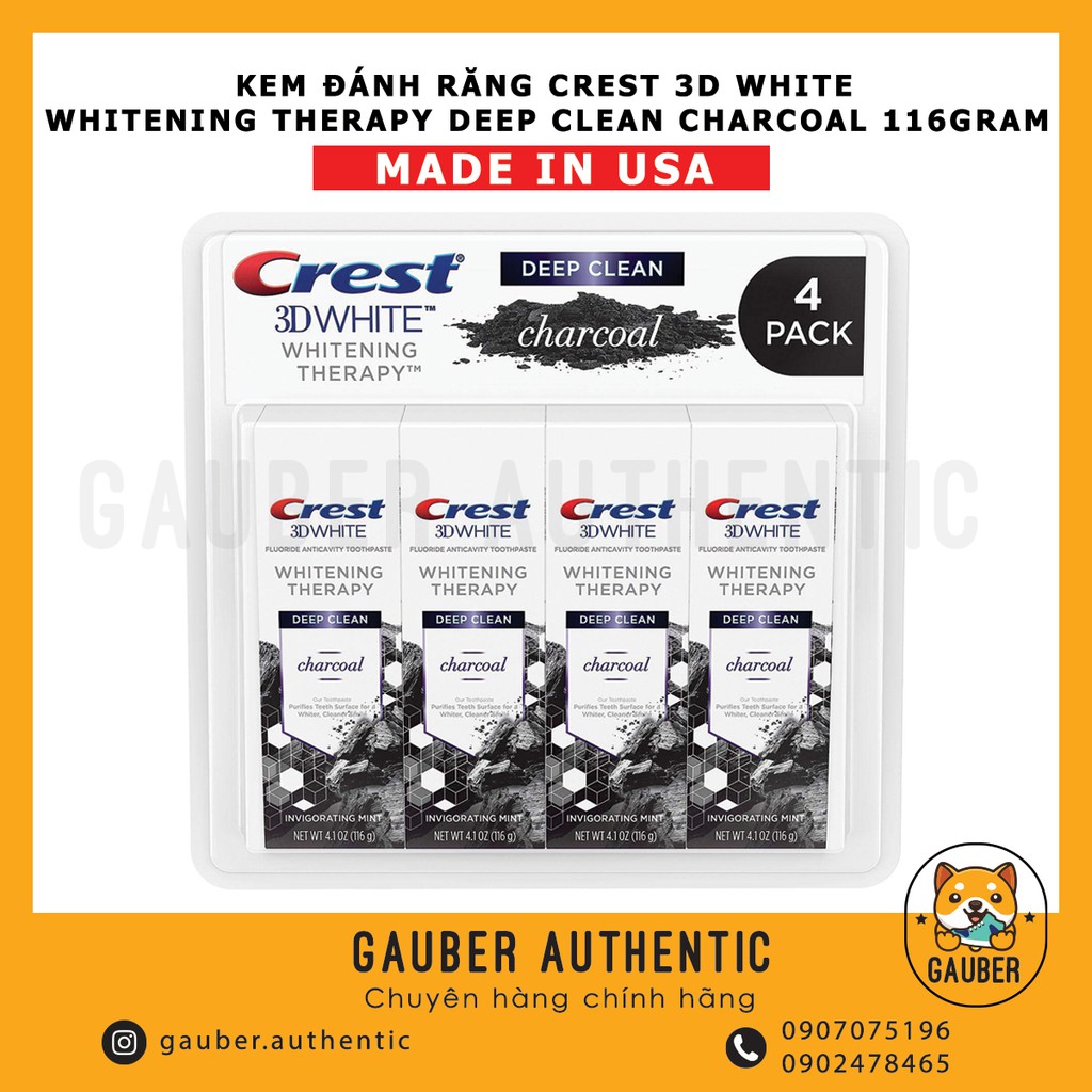 KEM ĐÁNH RĂNG CREST 3D WHITE WHITENING THERAPY DEEP CLEAN CHARCOAL 116G