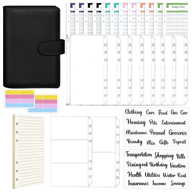 Set 69 phong bì đựng tiền mặt và giấy chèn kèm túi đựng + nhãn dán loại A dùng để làm sổ lập ngân sách