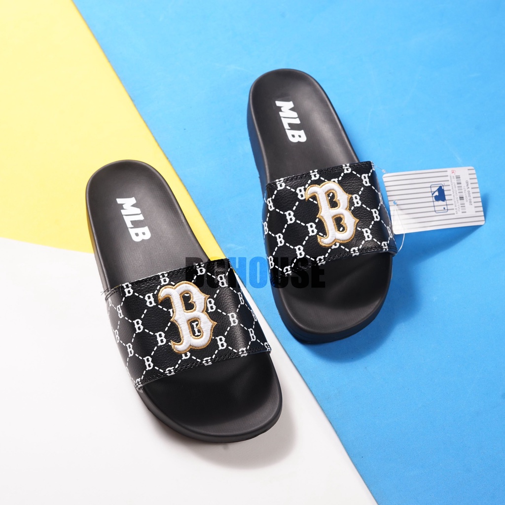 Dép quai ngang nữ MLB Boston Monogram, màu đa dạng , êm chân, không trơn trượt, thời trang, dễ phối đồ