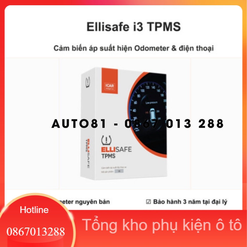 Cảm biến áp suất lốp ô tô, cảm biến áp suất lốp theo xe (hiển thị ODO) ELLISAFE I3, quản lý bằng điện thoại