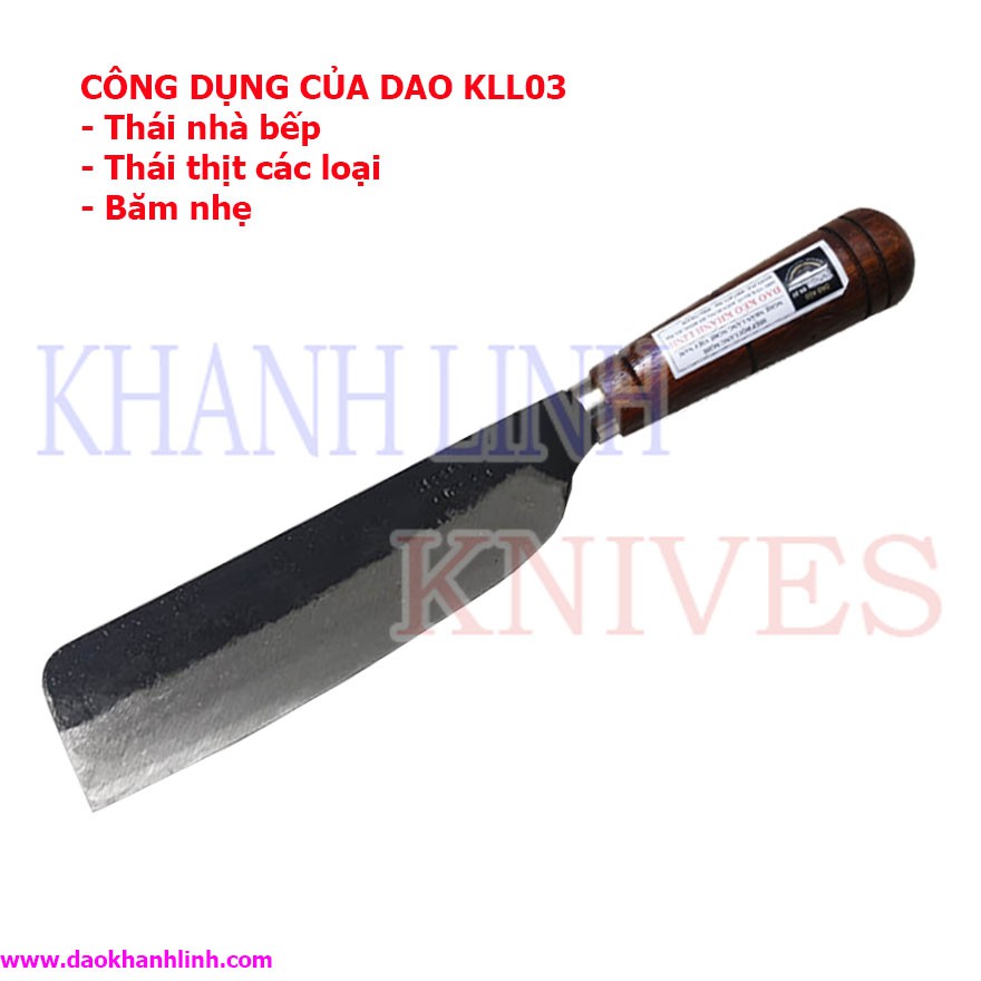 Khánh Linh (Đa Sỹ) - Dao thái nhà bếp, dao bài thái bằng nhíp xe 100%, cán gỗ lim - KLL03