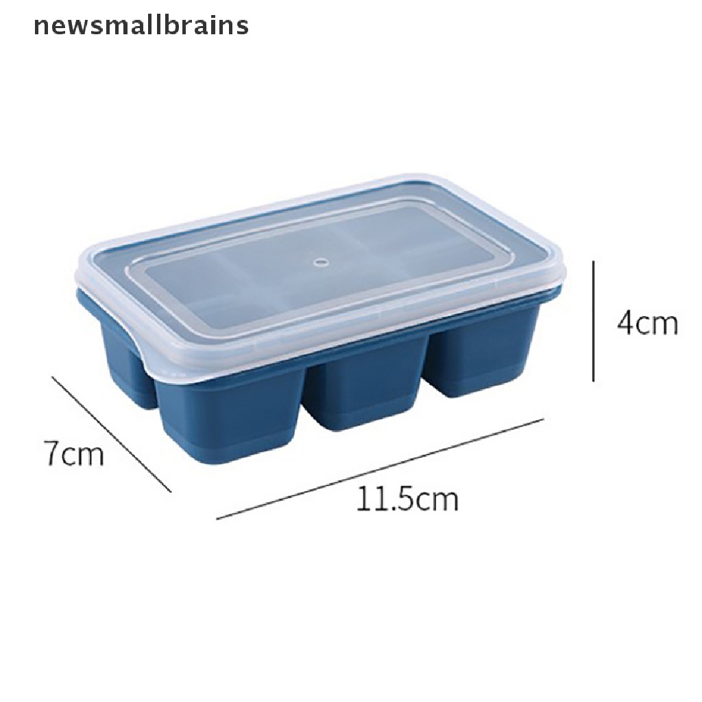 Khuôn Silicon Làm Đá Viên 6 Ô Vuông Đáy Mềm Kèm Nắp Đậy DIY