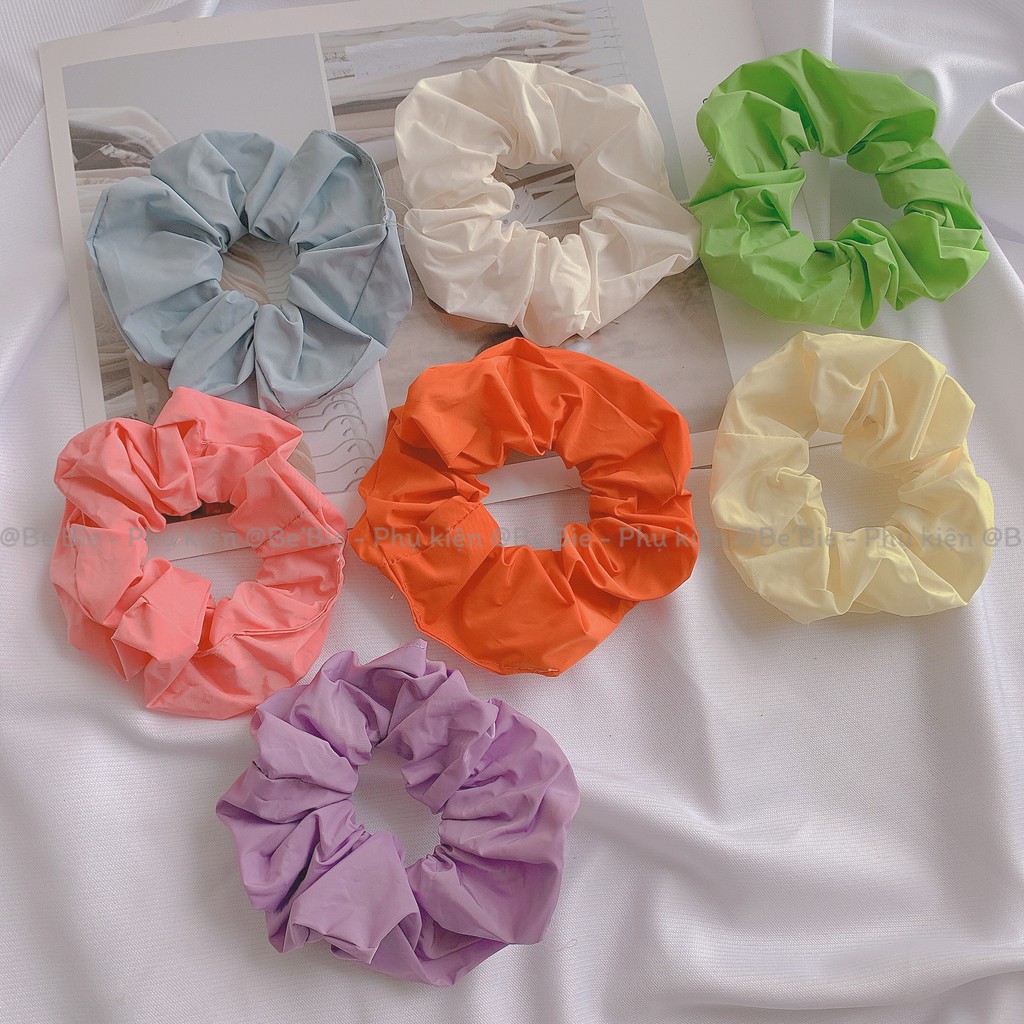 Cột tóc Scruchies vải dù trơn màu cute không thấm nước BeBie BP111