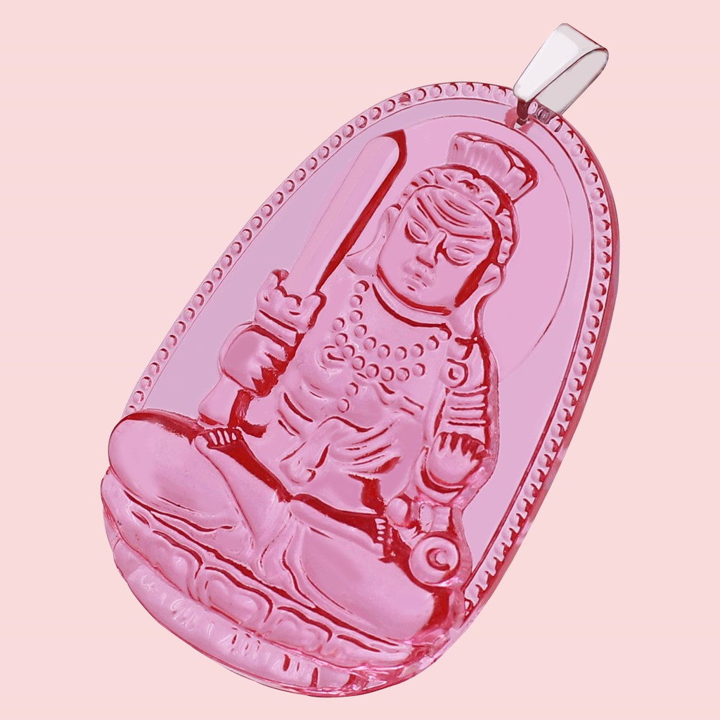 Mặt Phật Bất động minh vương Pha lê hồng 3.6 cm MFHPB2 - Hộ mệnh tuổi Dậu
