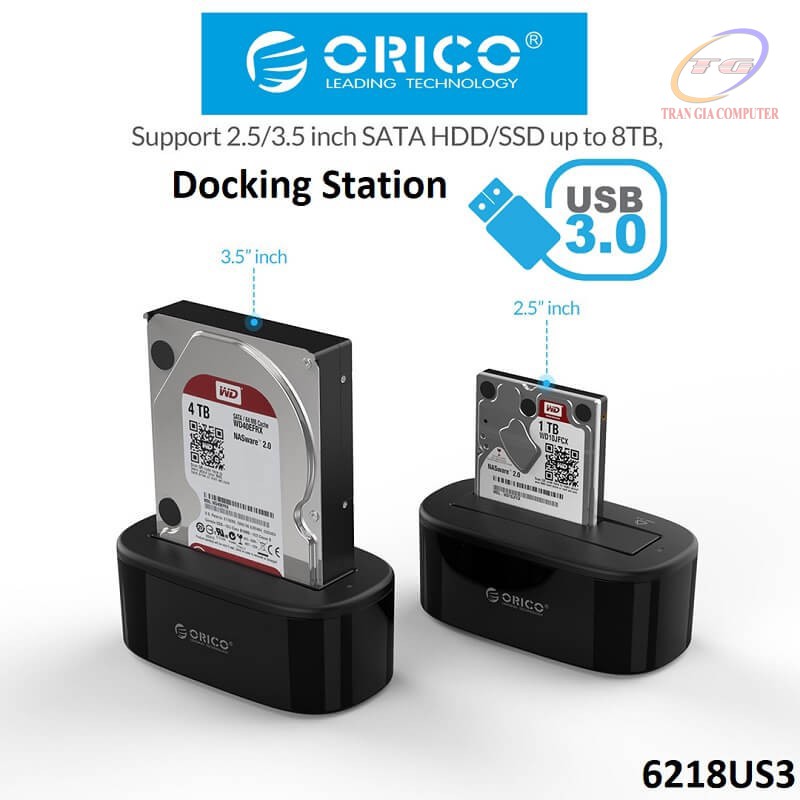 [Mã ELMS5 giảm 7% đơn 300K] Dock cắm ổ cứng ORICO 6218US3 chuẩn USB 3.0