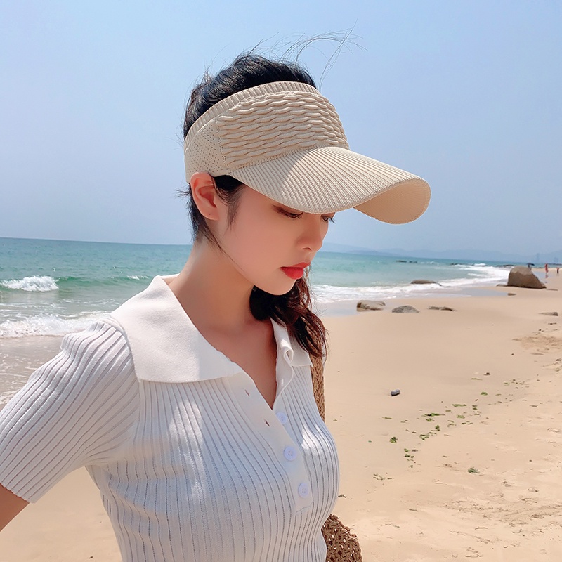 Nón Lưỡi Trai Hở Chóp Bằng Polyester Chống Tia Cực Tím/Nắng Màu Trơn Thời Trang Mùa Hè Thoáng Khí
