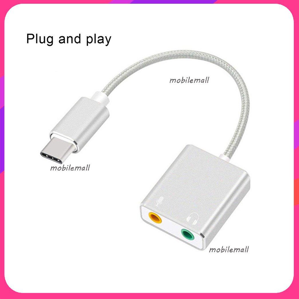 Cáp chuyển USB TYPE-C điện thoại sang 2 Cổng Audio 3.5 / Cắm là nhận ko cần cài đặt