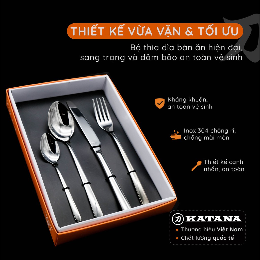 Bộ dao thìa dĩa inox KATANA Tableware KATA100 4 món