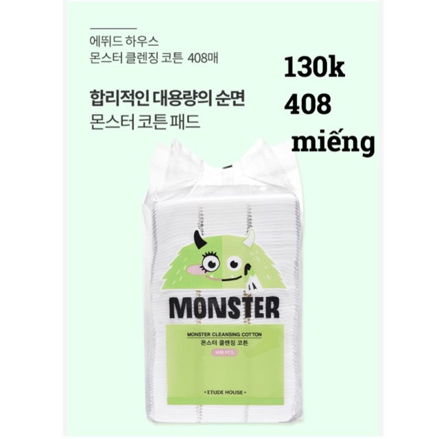 Order sale 50% bông tẩy trang Monster 408 miếng