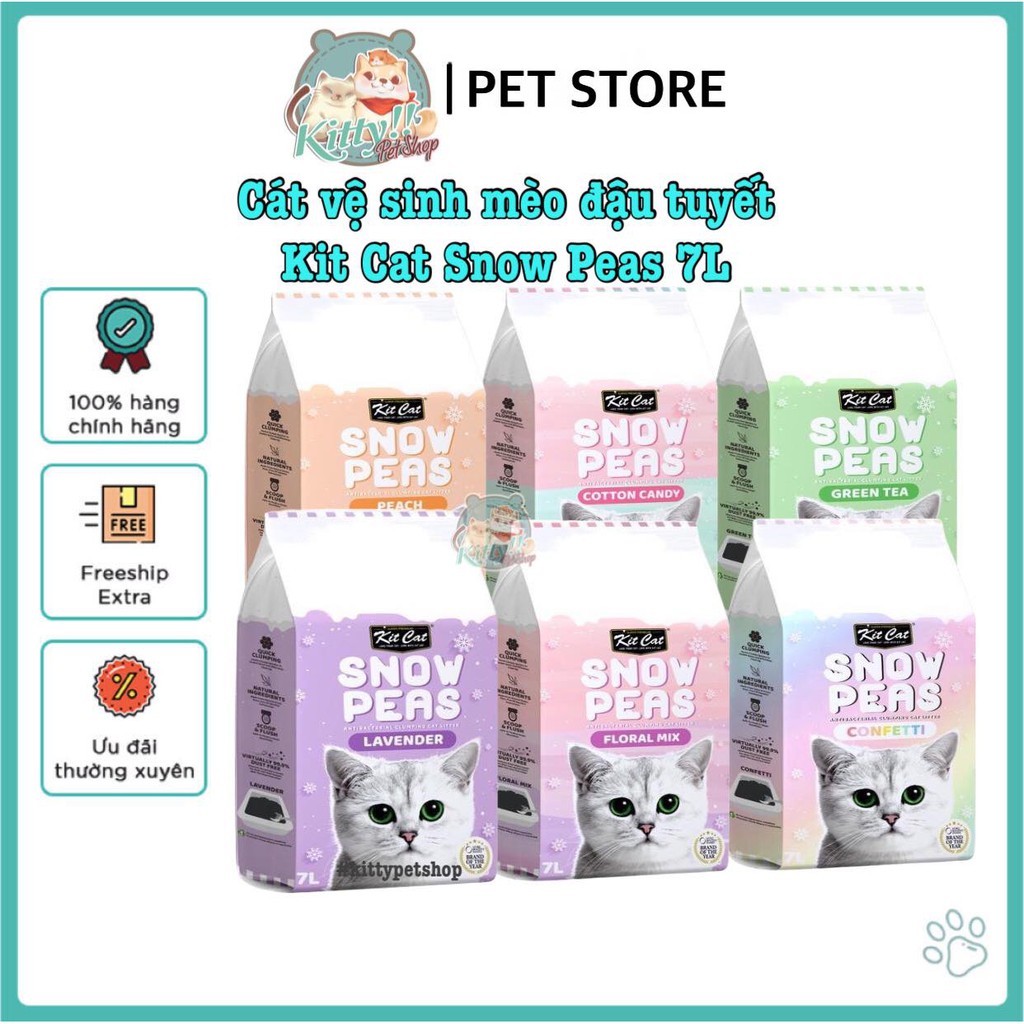 Cát đậu tuyết Kit Cat Snow Peas 7L - cát vệ sinh hữu cơ, không bụi, siêu vón tốt dành cho mèo - Kitty Pet S