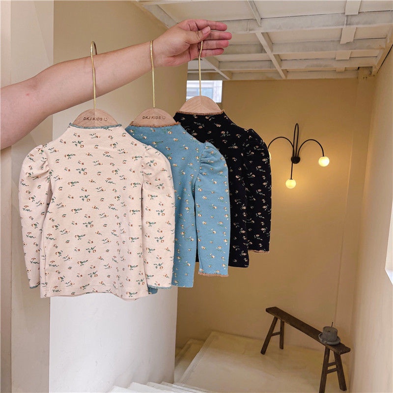 Áo Sơ Mi Cổ Cao Họa Tiết Hoa Phong Cách Nhật Hàn Thời Trang Xuân Thu Cho Bé Gái 1 Tuổi