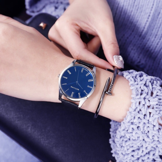 Đồng hồ nam nữ MSTIANQ kim xanh kính phản quang thời trang lịch lãm (Giá 1 cái) | BigBuy360 - bigbuy360.vn