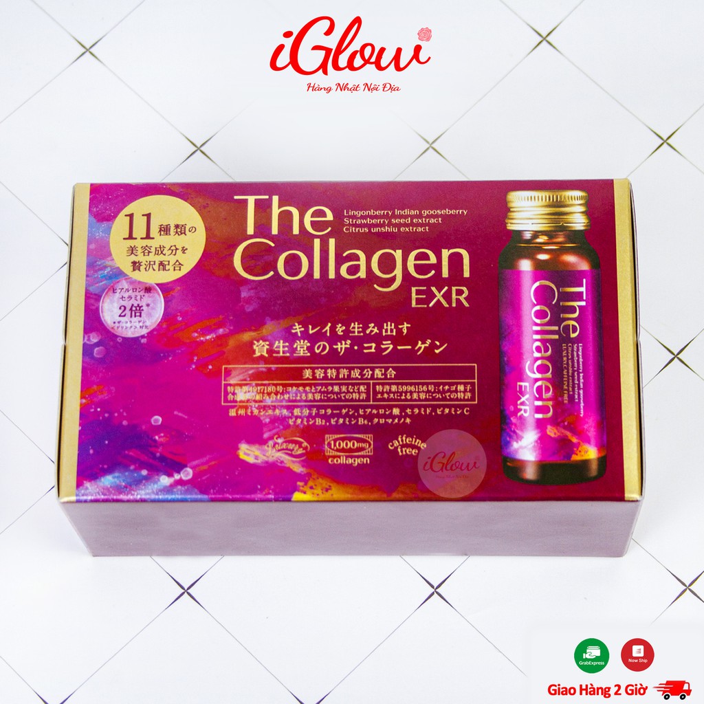 The Collagen Shiseido EXR, nước uống collagen đẹp da Nhật, hộp 10 chai 50ml