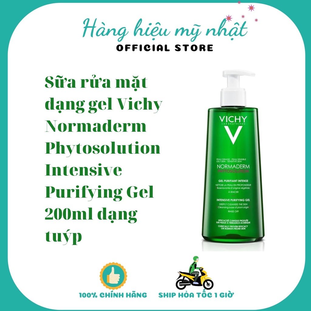 Sữa Rửa Mặt Vichy Dạng Gel Giúp Làm Sạch Sâu, Giảm Bã Nhờn Trên Da Normaderm Phytosolution Intensive Purifying Gel 200ml