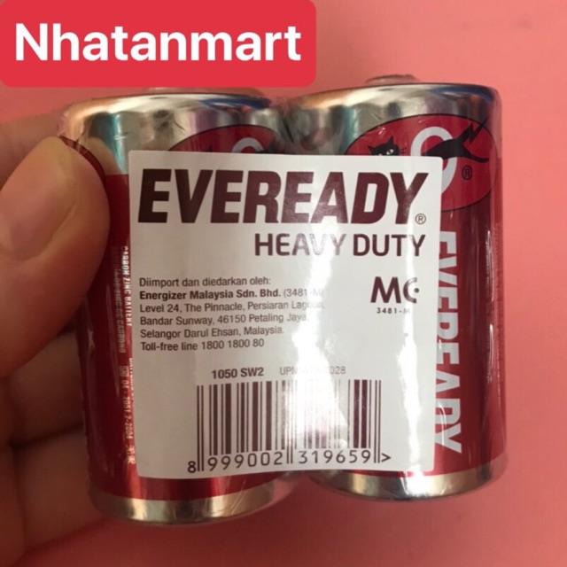 Pin đại D 1,5V Eveready 1050 BP2 Heavy Duty 1050 SW2 D