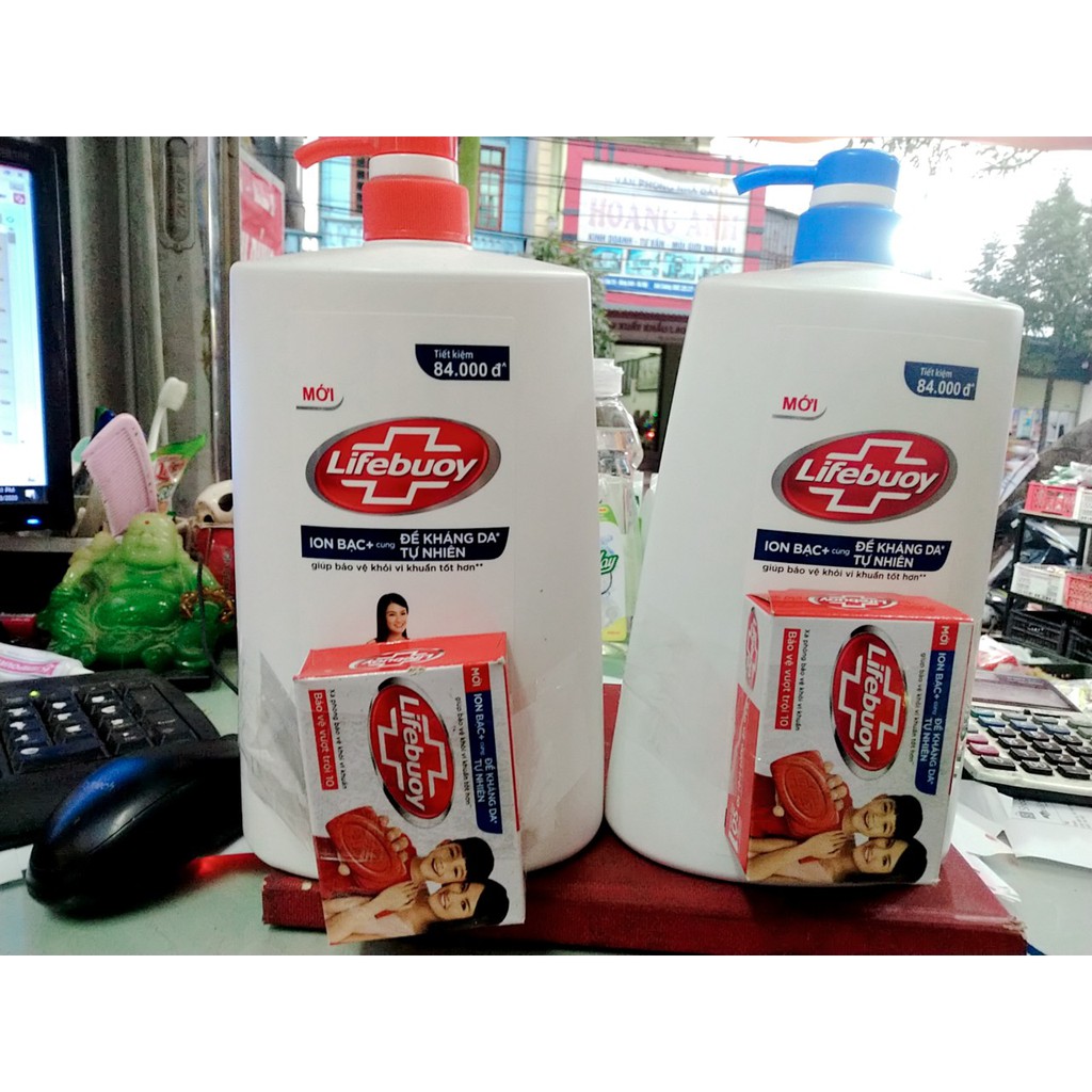 ( Quà Tặng)SỮA TẮM LIFEBUOY CHAI 1.1kg tặng kèm 1 bánh xà Bông Lifebuoy