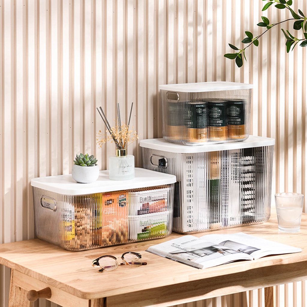 Hộp đựng đồ dùng JUJIAJIA cỡ lớn trong suốt để bàn tiện lợi