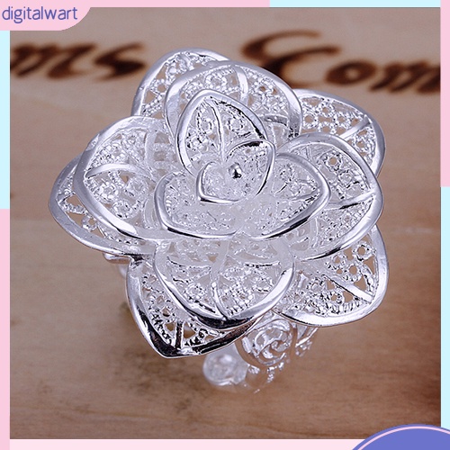 Nhẫn hở xi mạ bạc họa tiết hoa xinh xắn