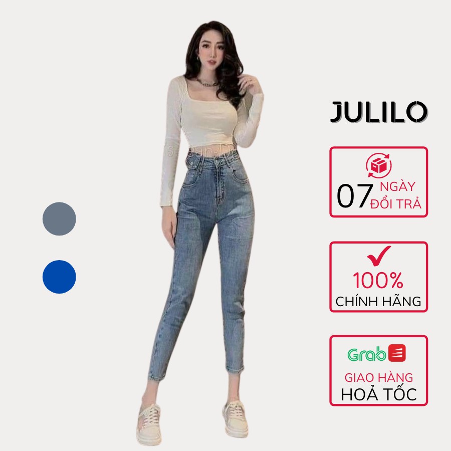 Quần Bò Jean Nữ Cạp Cao JULILO Dáng Skinny Ôm Nâng Mông Trẻ Trung Cá Tính - Mã 081