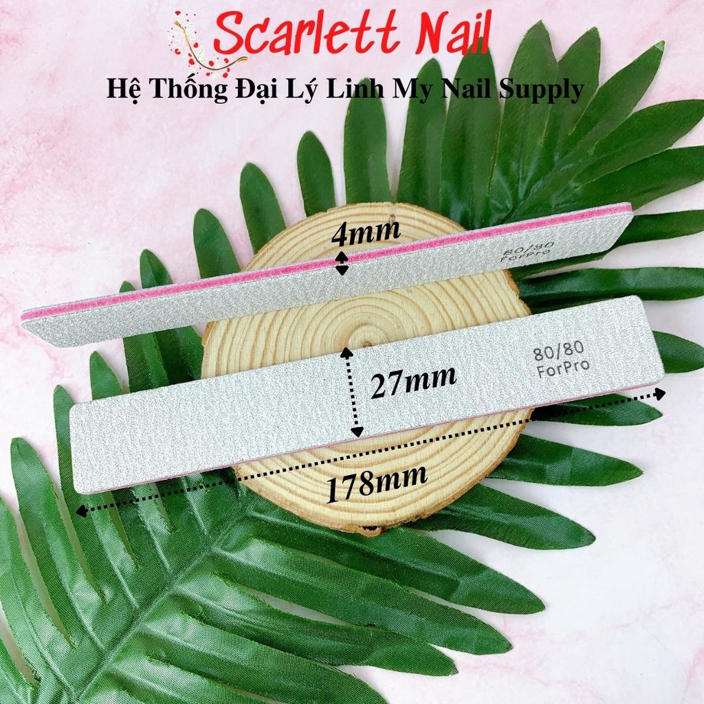 Dũa Móng Nail For Pro Xám Lõi Hồng Độ Nhám 80/80 - Dũa Móng Phá Gel Phá Bột