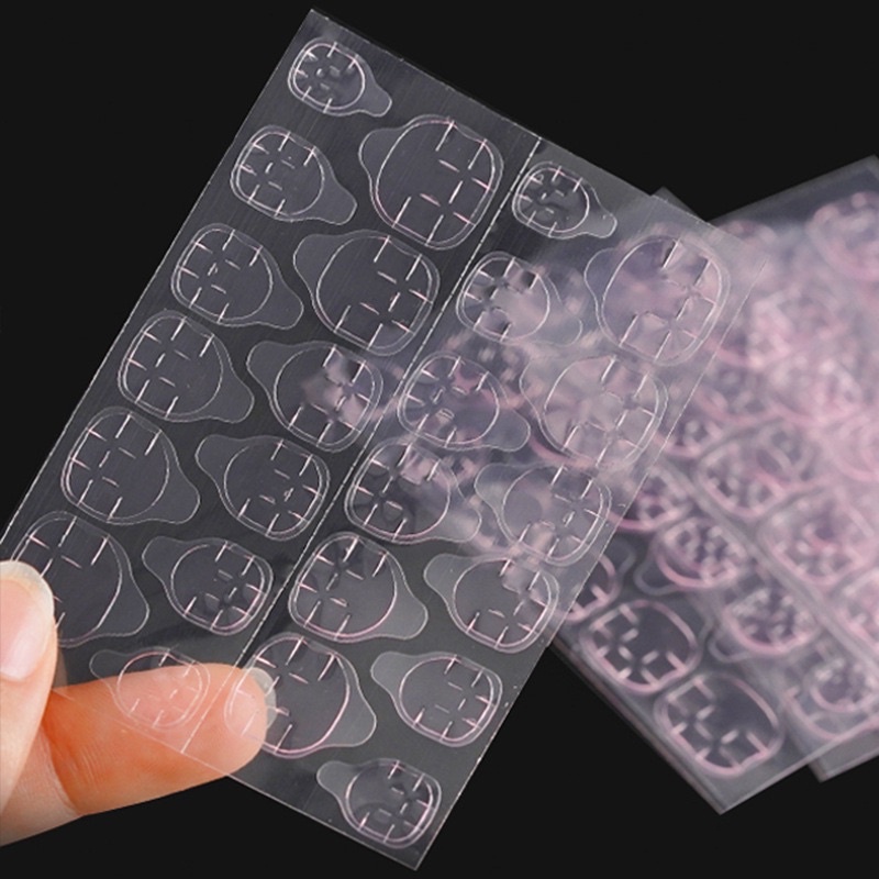 ( MD MÀU HỒNG ) Miếng keo dán móng giả bằng silicon màu hồng, loại 12 miếng dán