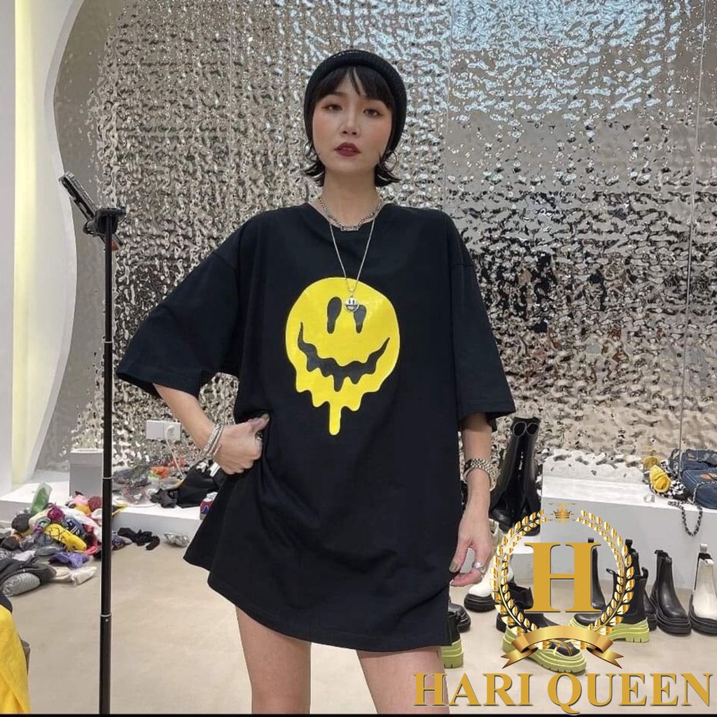 Áo thun tay lỡ freesize nam nữ drew mặt chảy siêu hot HARI