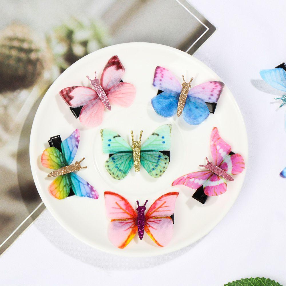 SUMU Set 2 Kẹp Tóc Vải Tuyn Hai Lớp Hình Bướm Thanh Lịch