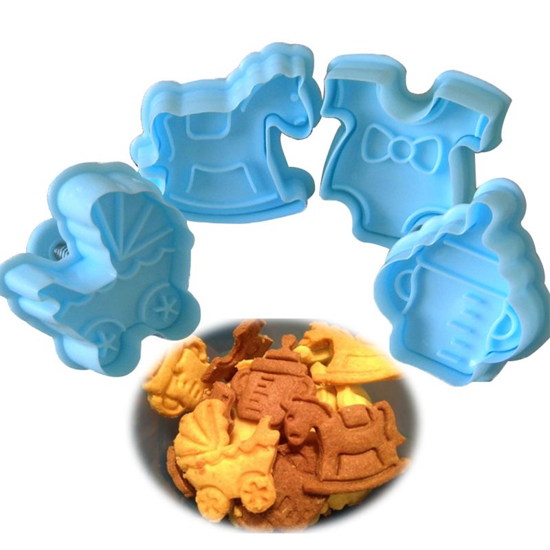 Set 4 Khuôn Cắt Tạo Hình Bình Sữa 3d Trang Trí Bánh