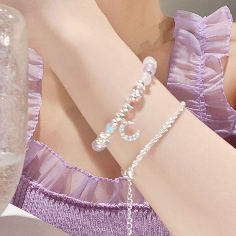 Vòng Đeo Tay Chuỗi Hạt Thủy Tinh 2022 Mặt Hình Trái Tim/Nơ Làm Bằng Thủ Công Ngọt Ngào Cho Nữ