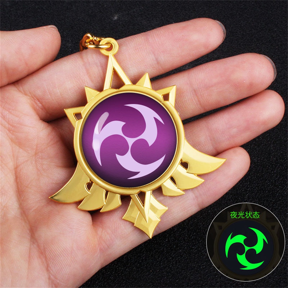 Móc Khóa Phát Quang Hình 7 Vũ Khí Trong Game Genshin Va Chạm