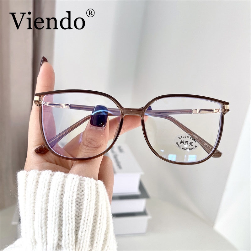 Kính cận VIENDO mắt mèo chống ánh sáng xanh tia UV thời trang có độ 0~ -6.0 độ dành cho nam và nữ