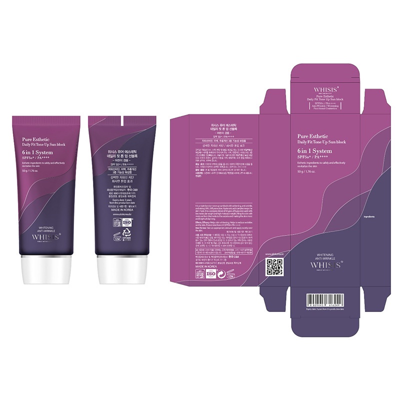 Kem Chống Nắng Cho Da Dầu Hàn Quốc Nâng Tone WHISIS Pure Esthetic Daily Fit Tone Up Sun Block