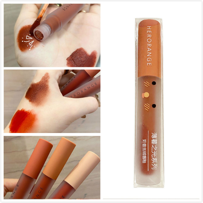 [Hàng mới về] Son Kem HERORANGE Trang Điểm Màu Nhung Mờ Trong Suốt Tiện Dụng